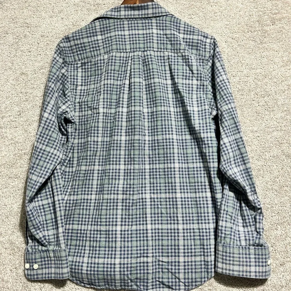 Banana Republic Men’s Grey Blue Plaid Long Sleeve Button Up Shirt Size Medium